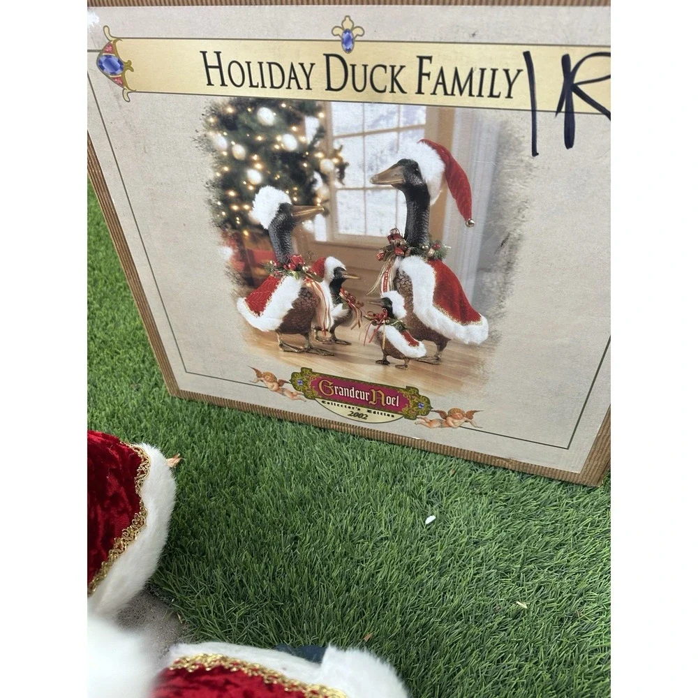 Grandeur Noel Porcelain Holiday Duck Family Figurines Signed Radko W/box